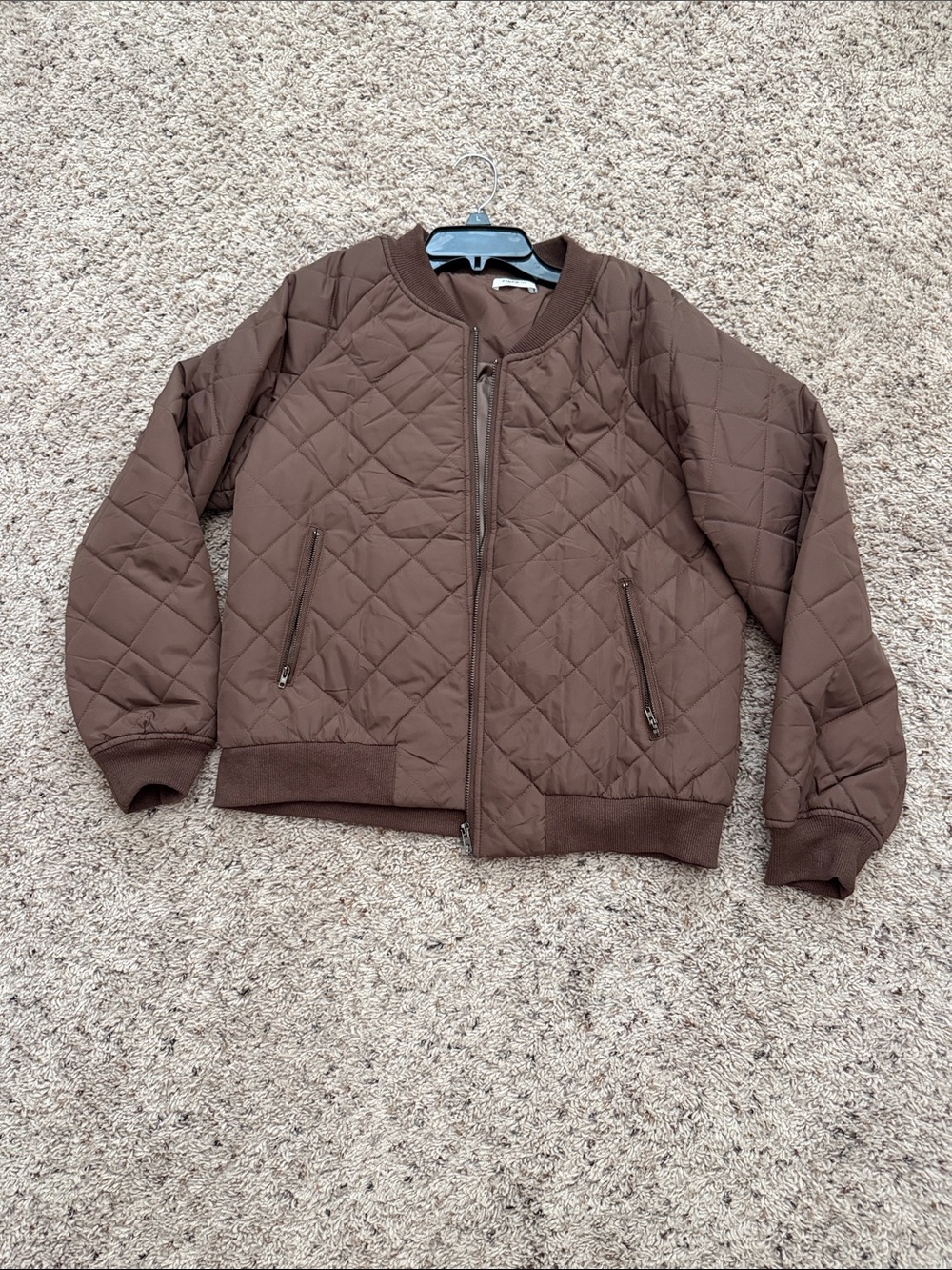zeagoo Brown Quilted Puffer Bomber Jacket
